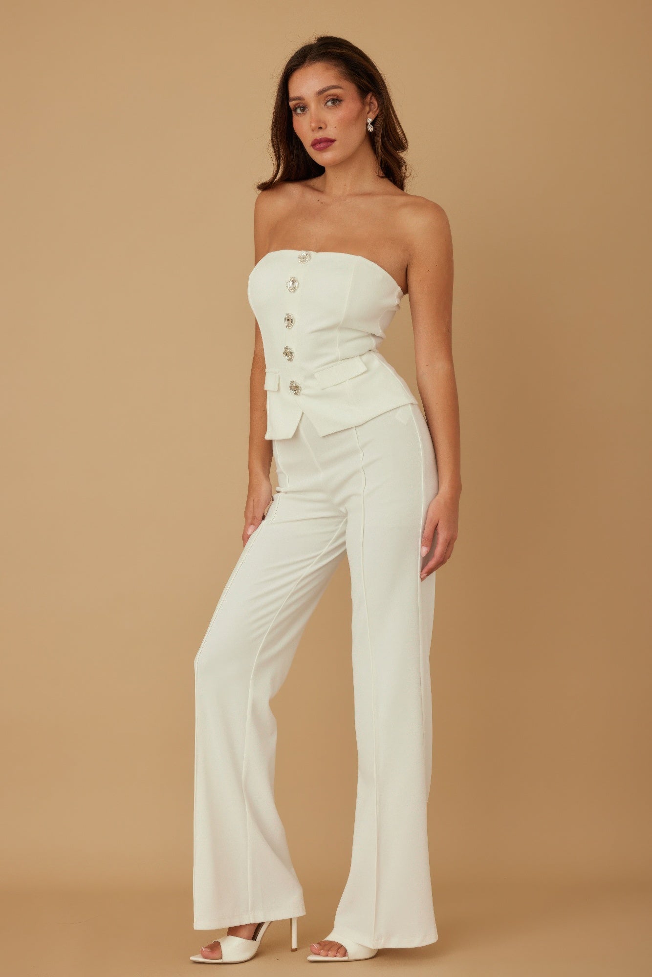 Classy Two Piece Sets With Oval Crystal Stone