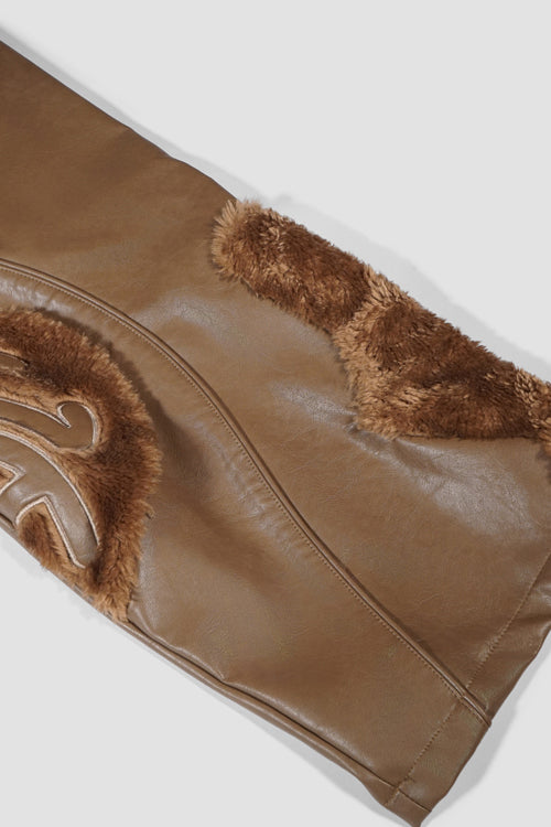 Faux Fur Vegan Leather Double Jeans