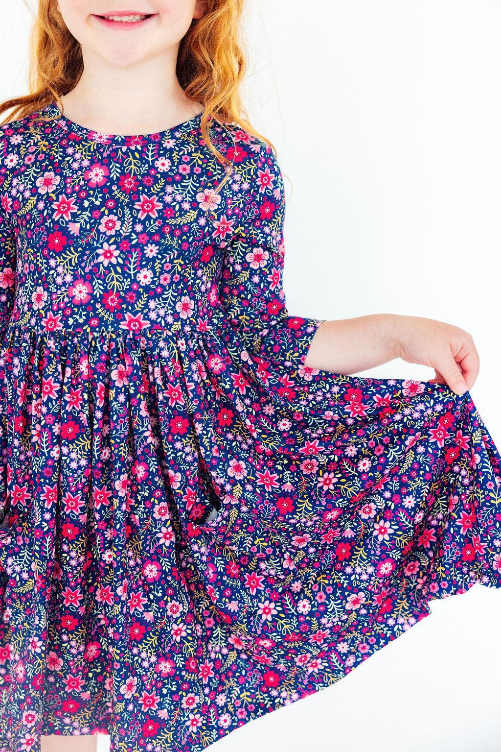 Flower Farm 3/4 Sleeve Pocket Twirl Dress