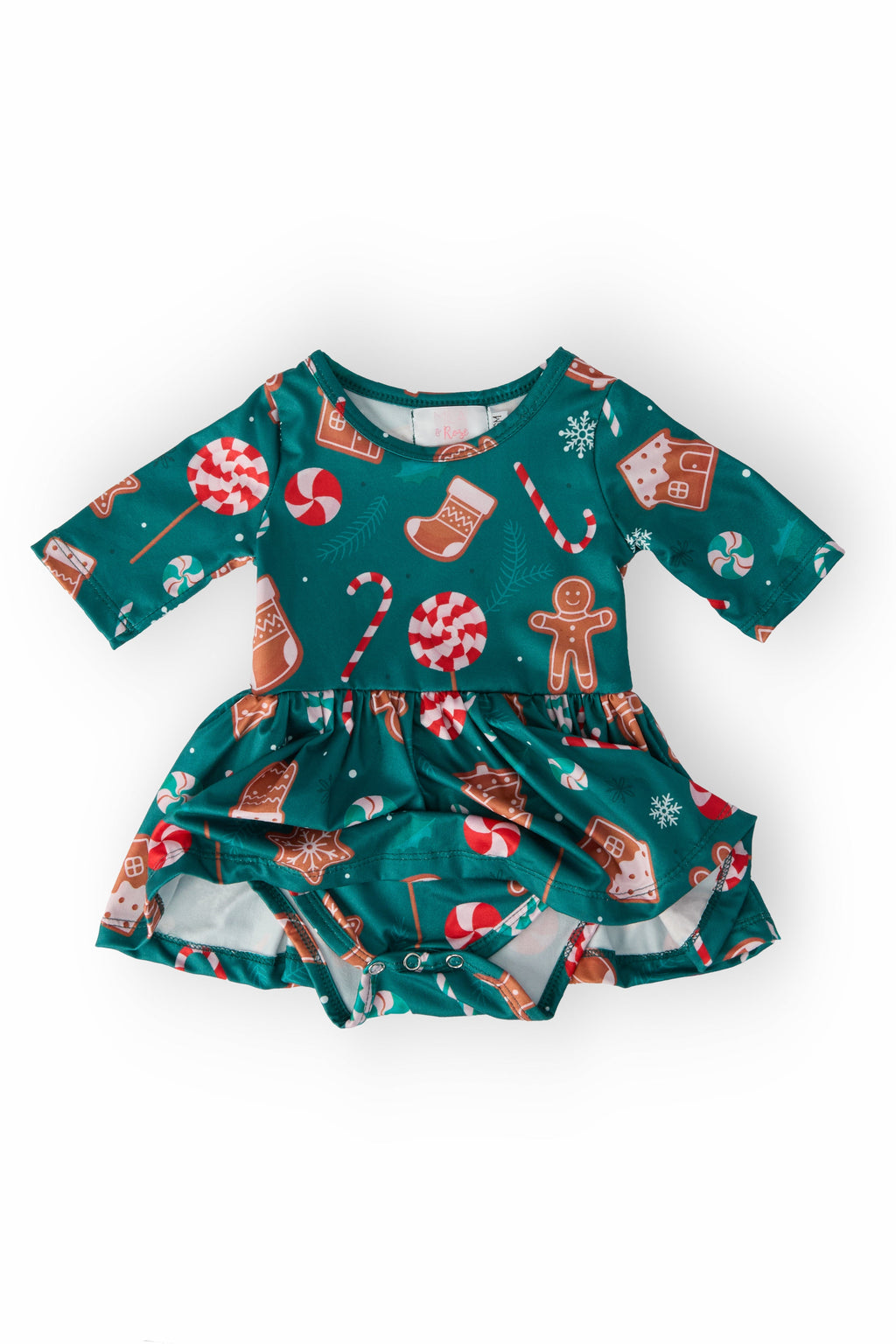 Gingerbread House 3/4 Sleeve Twirl Bodysuit