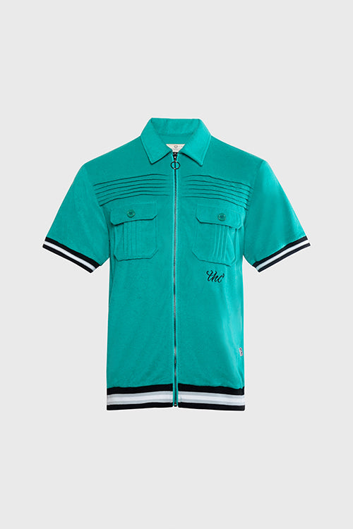 Racket Club Terry Cloth Cabana Short-Sleeve Zip-up Shirt