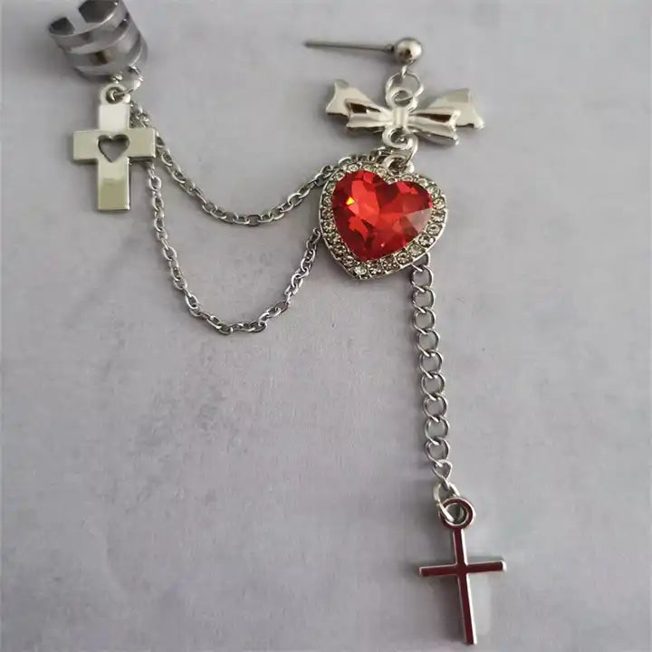 Cross Heart Chain Earrings