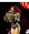 Megan Thee 2025 Coachella Valley Music and Arts Festival Fur Jacket