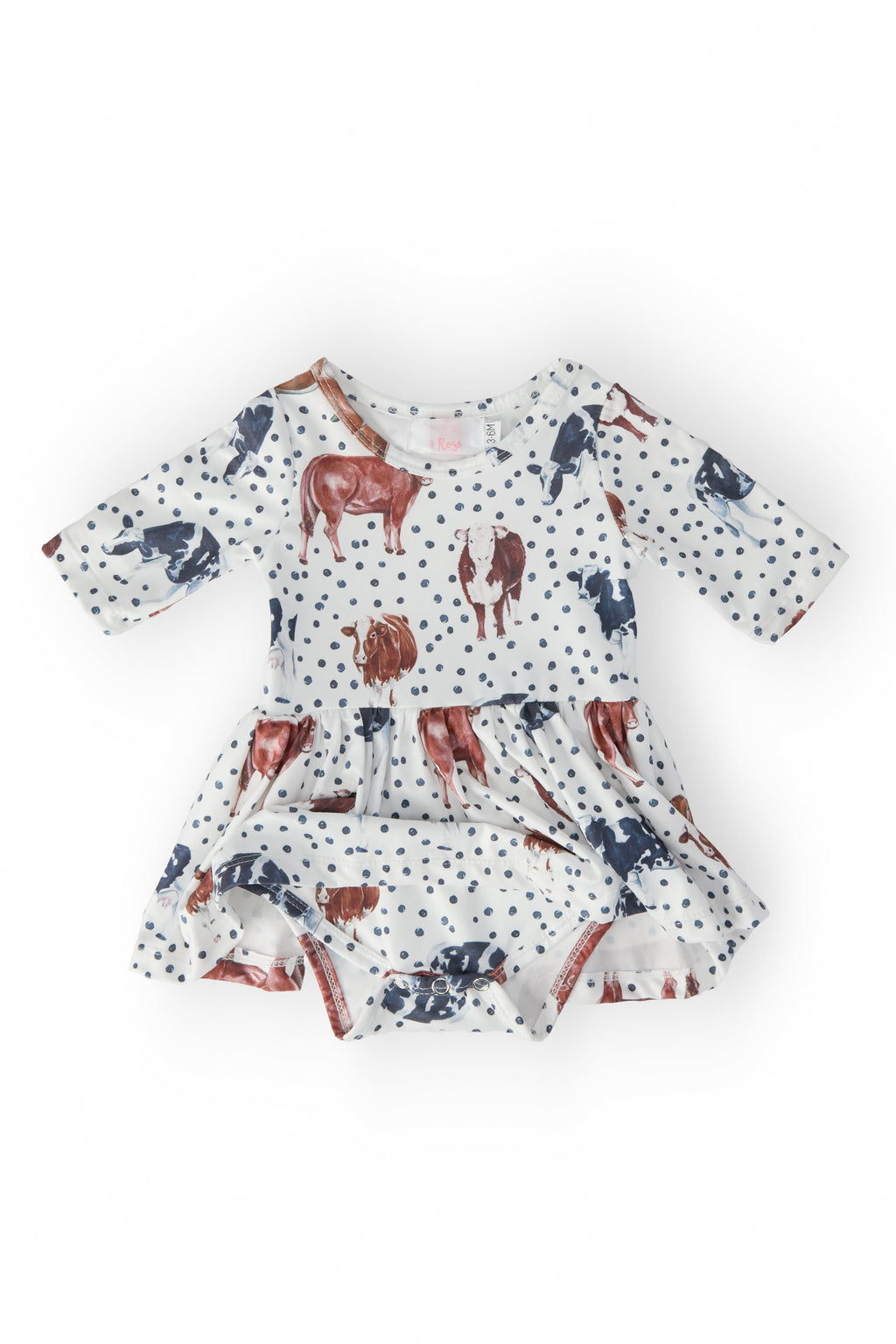 SALE Moo Meadows 3/4 Sleeve Twirl Bodysuit