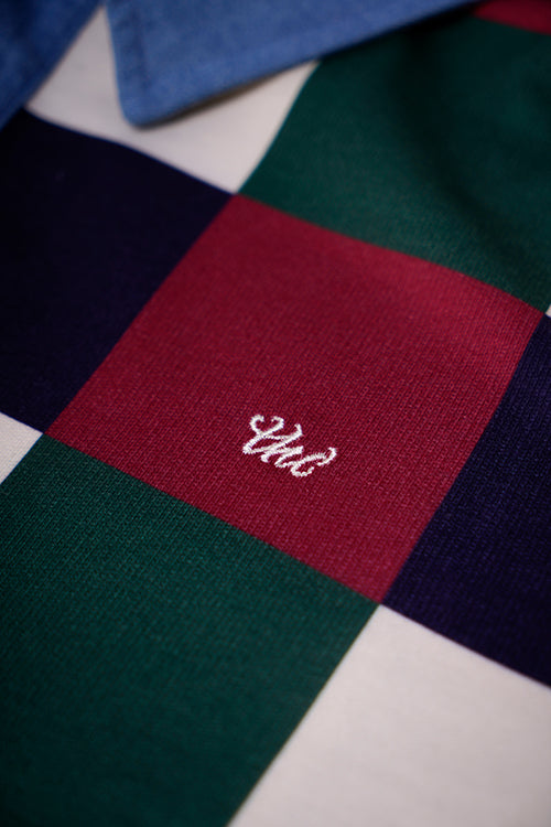 Denim Collar Checkered Polo