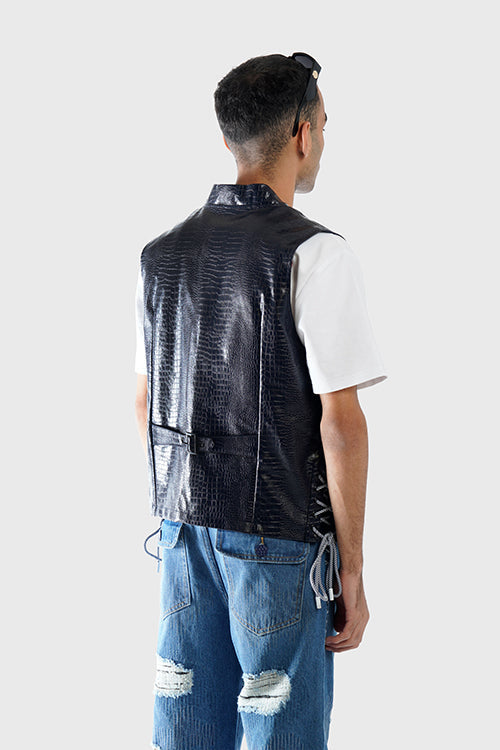 Crocodile Skin Fisherman Utility Vest