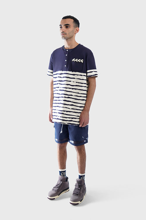 Striped Waves Henley Pocket Tee
