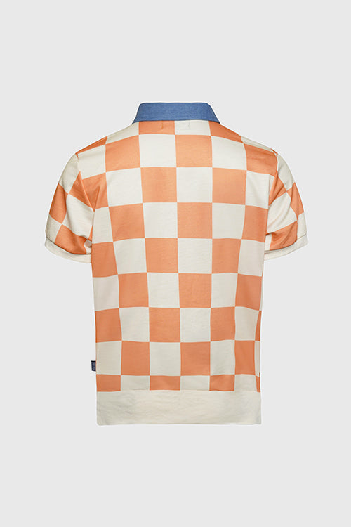 Denim Collar Checkered Polo