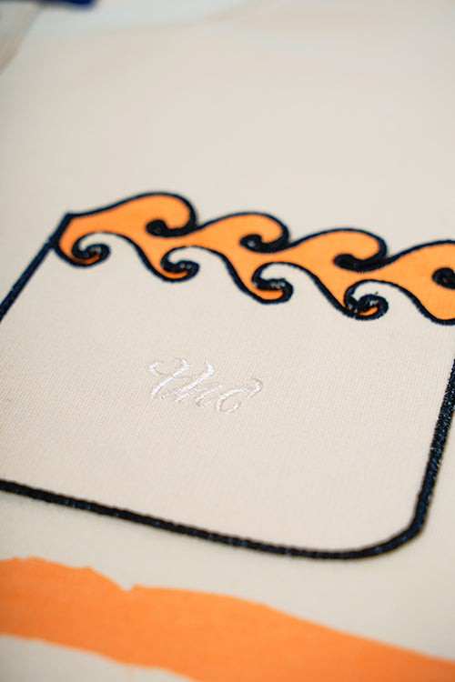 Striped Waves Henley Pocket Tee