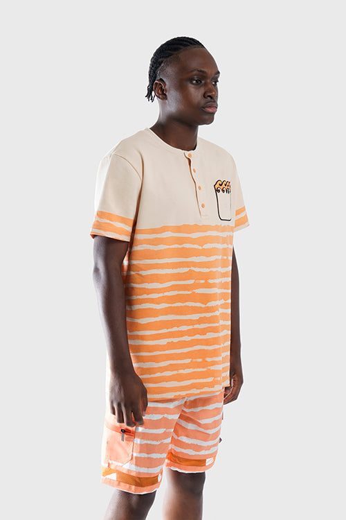 Striped Waves Henley Pocket Tee