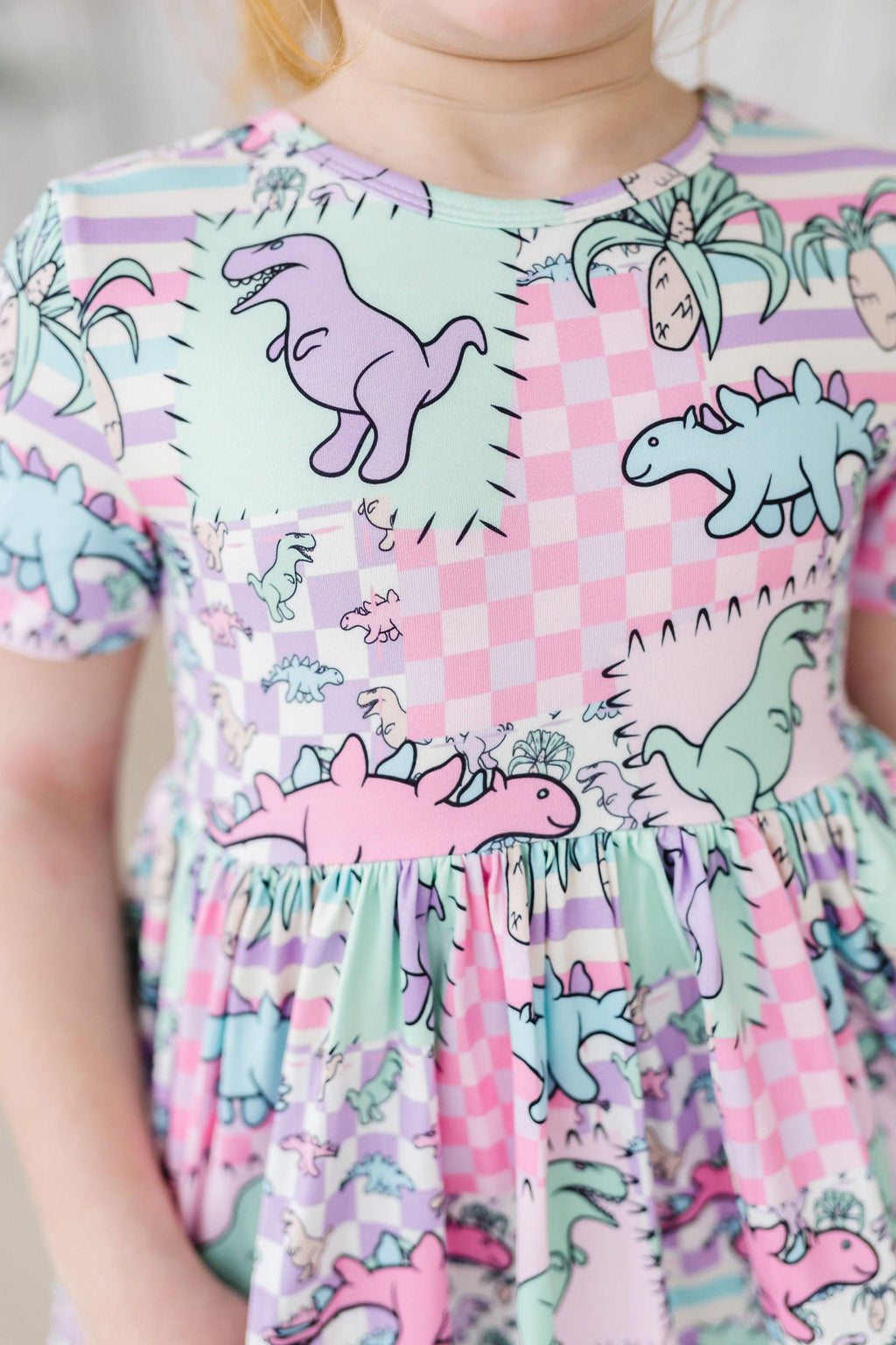 SALE Quilted Dinos S/S Pocket Twirl Dress