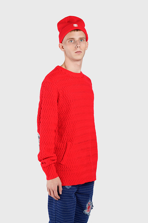 Emblem Ribbed Fisherman Beanie