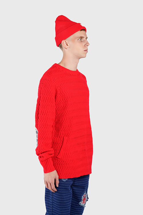 Emblem Ribbed Fisherman Beanie