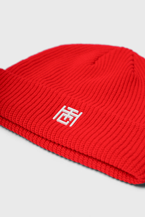 Emblem Ribbed Fisherman Beanie