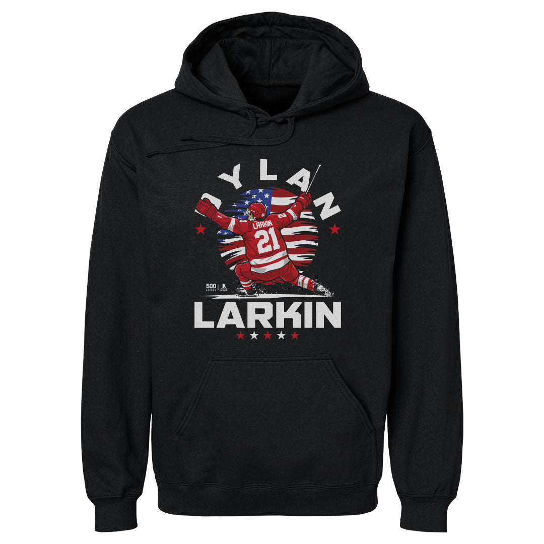 Dylan Larkin Detroit USA Flag Celebration WHT