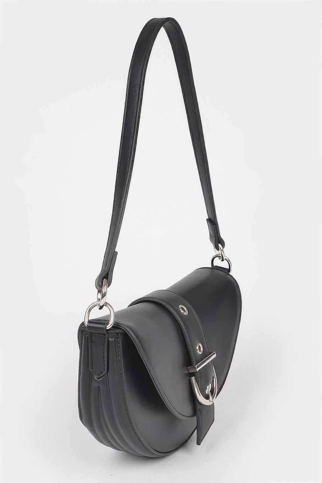 Faux Leather Buckle Shoulder Bag