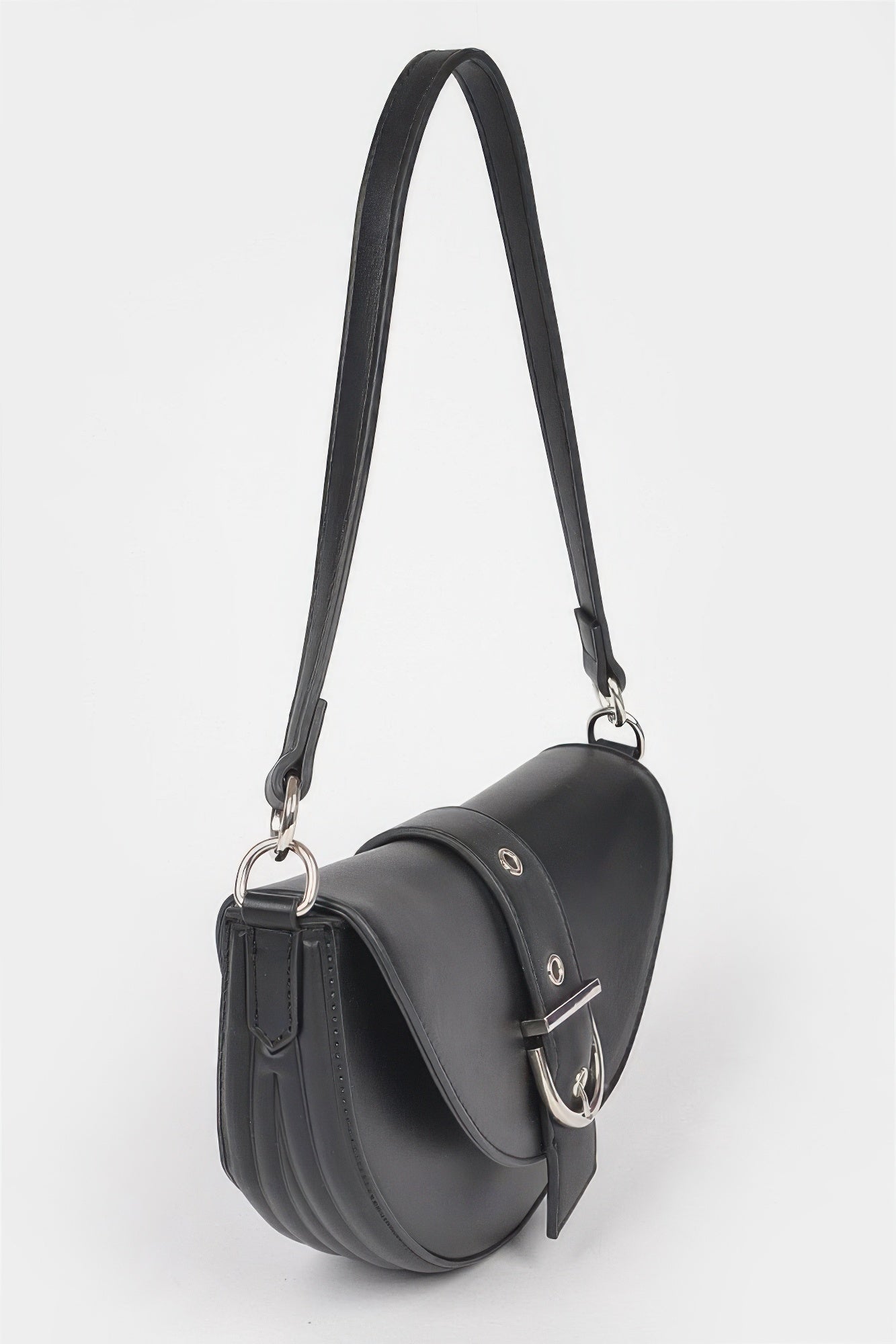 Faux Leather Buckle Shoulder Bag