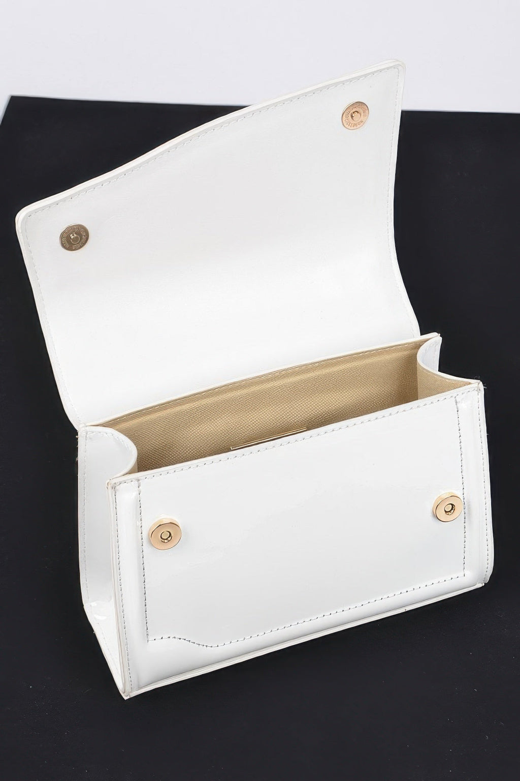 Enamel Faux Leather Top Handle Bag