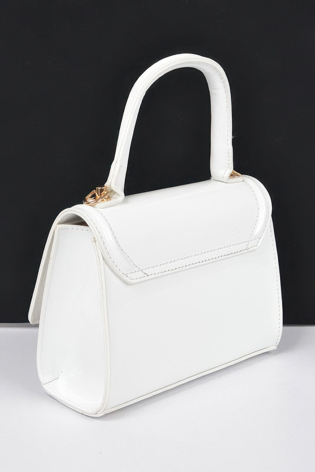 Enamel Faux Leather Top Handle Bag