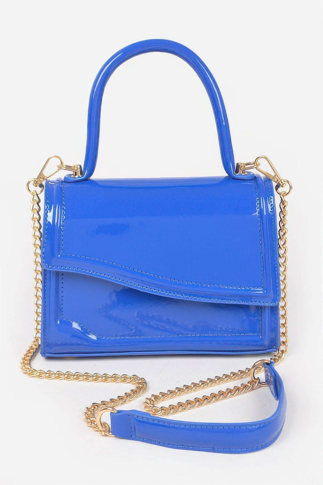 Enamel Faux Leather Top Handle Bag