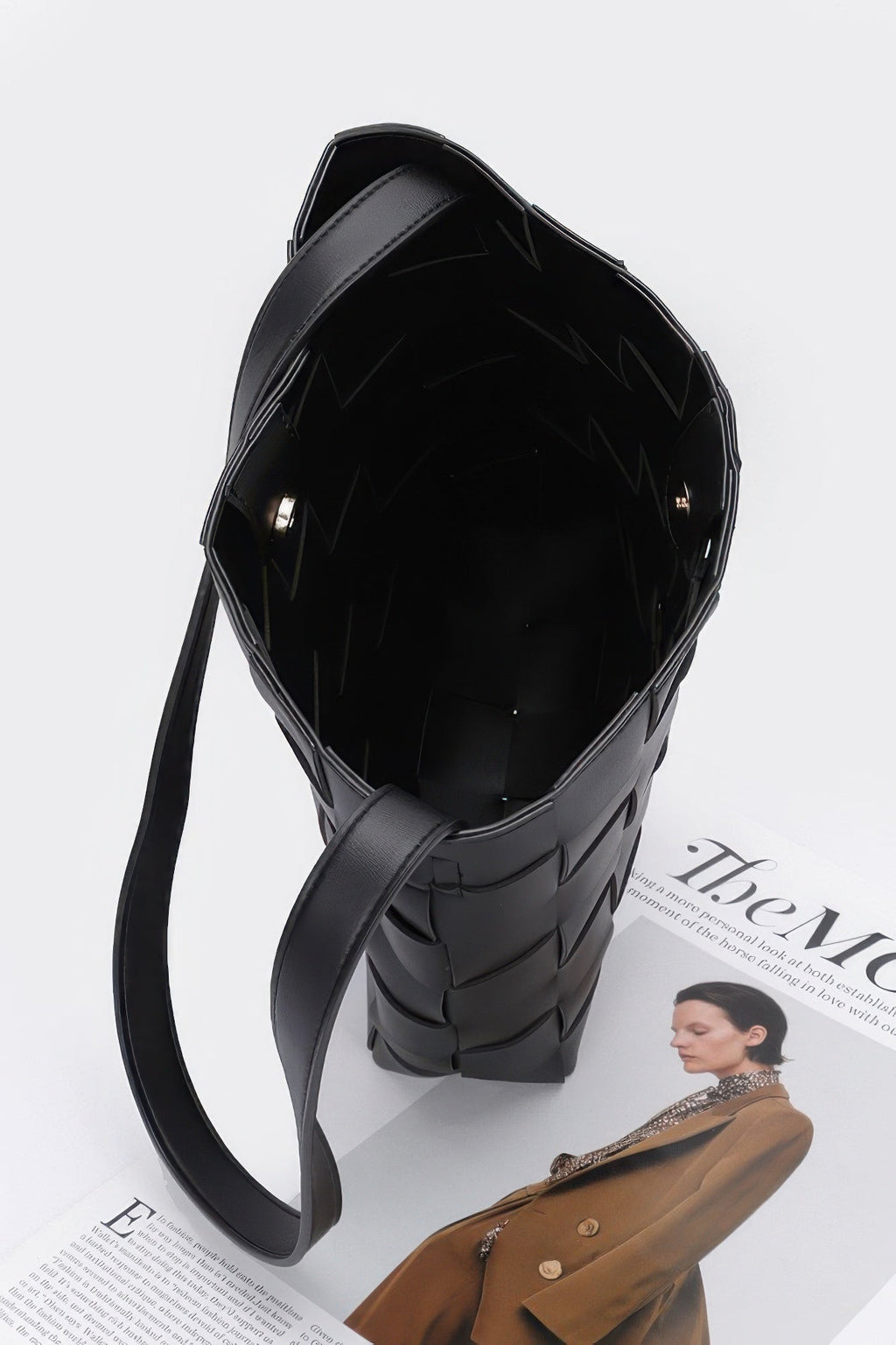 Faux Leather Braided Shoulder Bag W Pouch