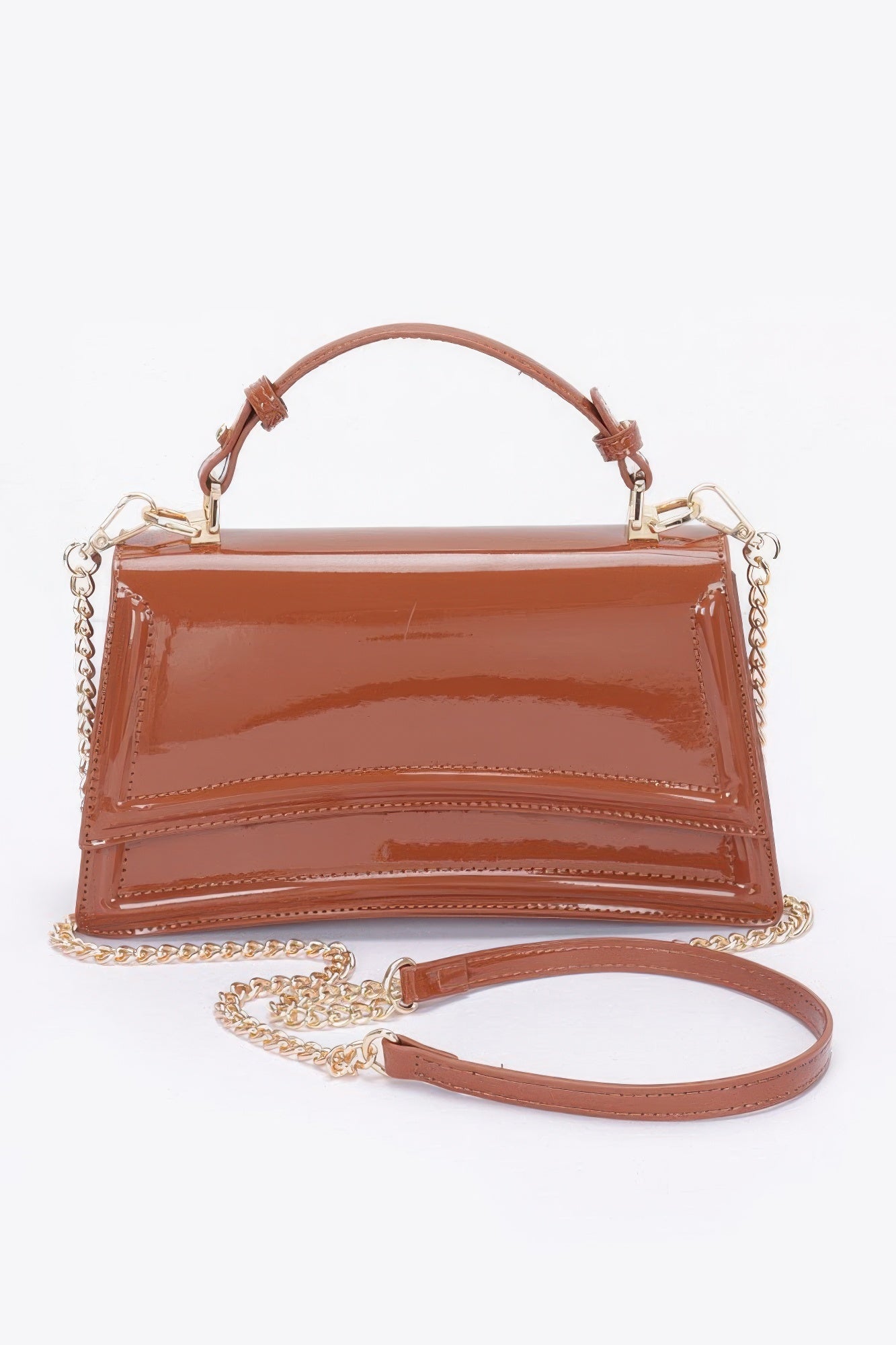 Enamel Top Handle Flap Bag