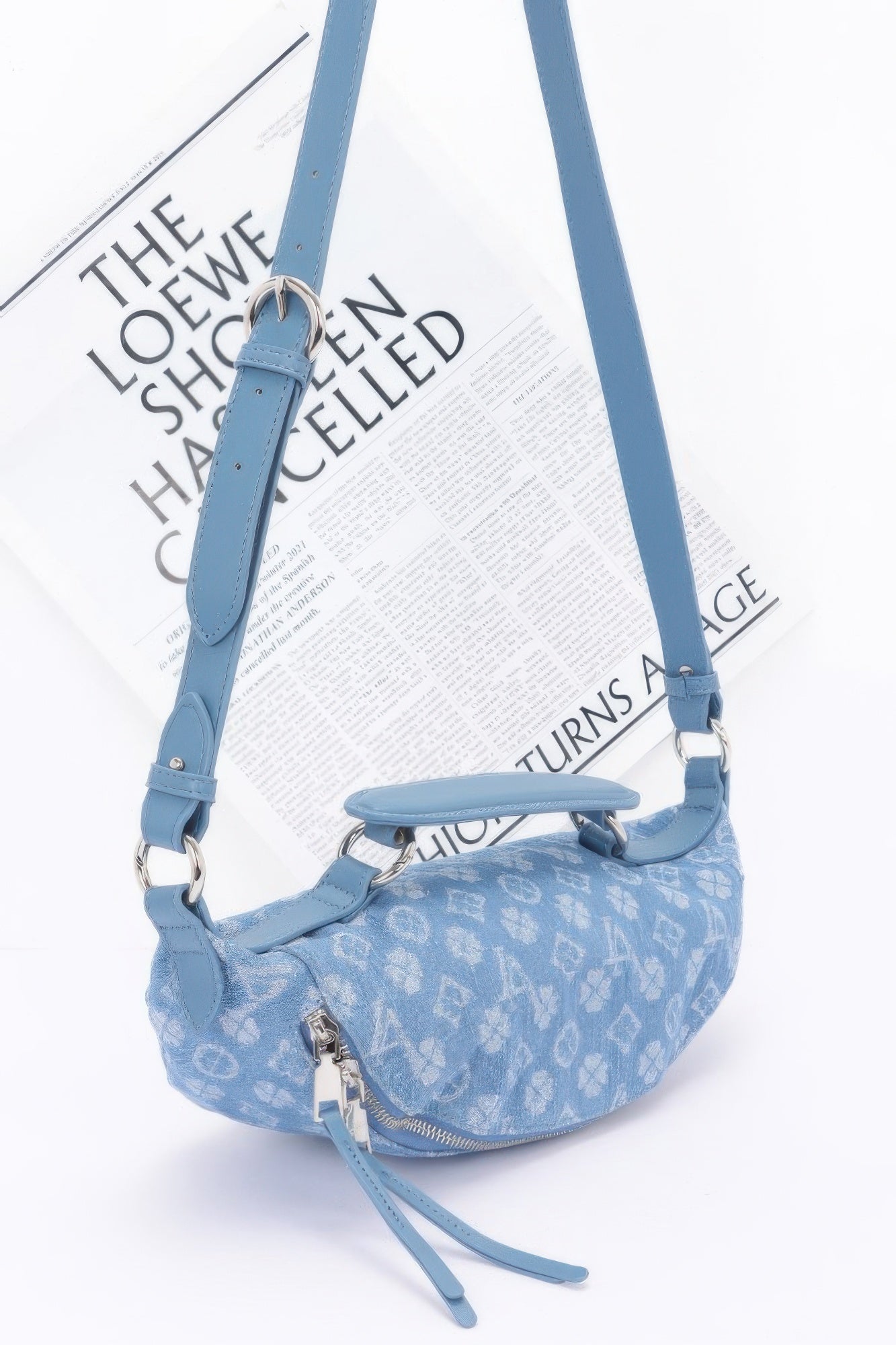 Embossed Denim Crossbody Bag