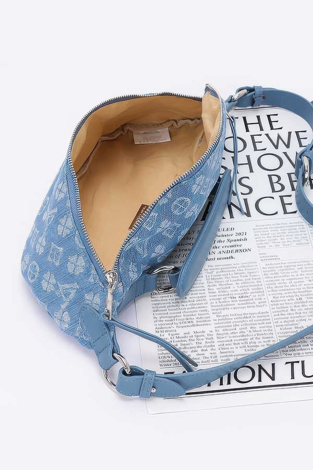 Embossed Denim Crossbody Bag