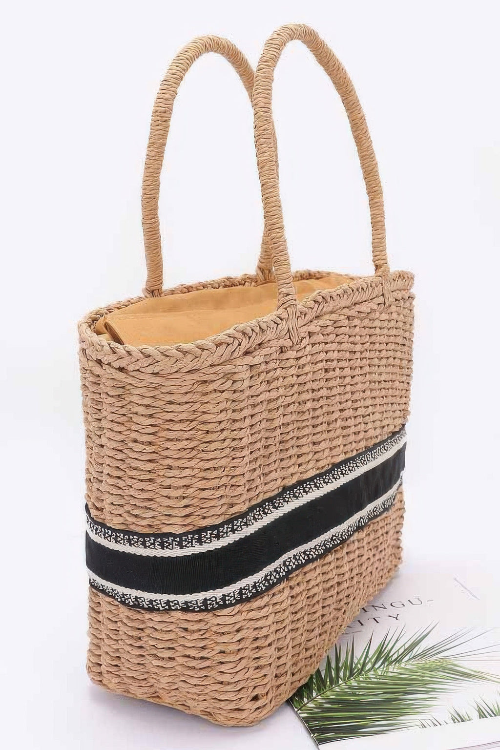 Faux Straw Tote Bag