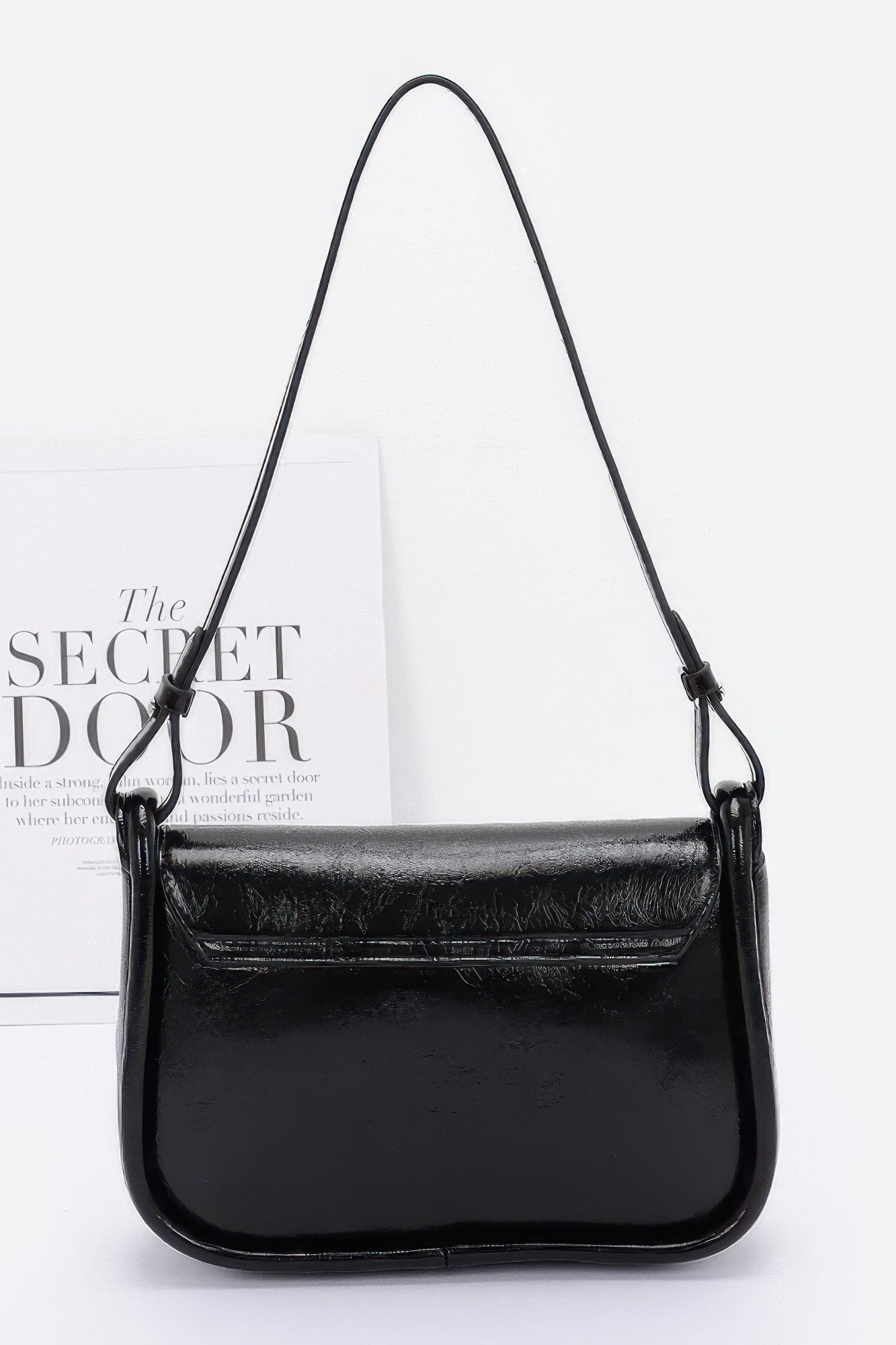 Faux Leather Bow Flap Bag