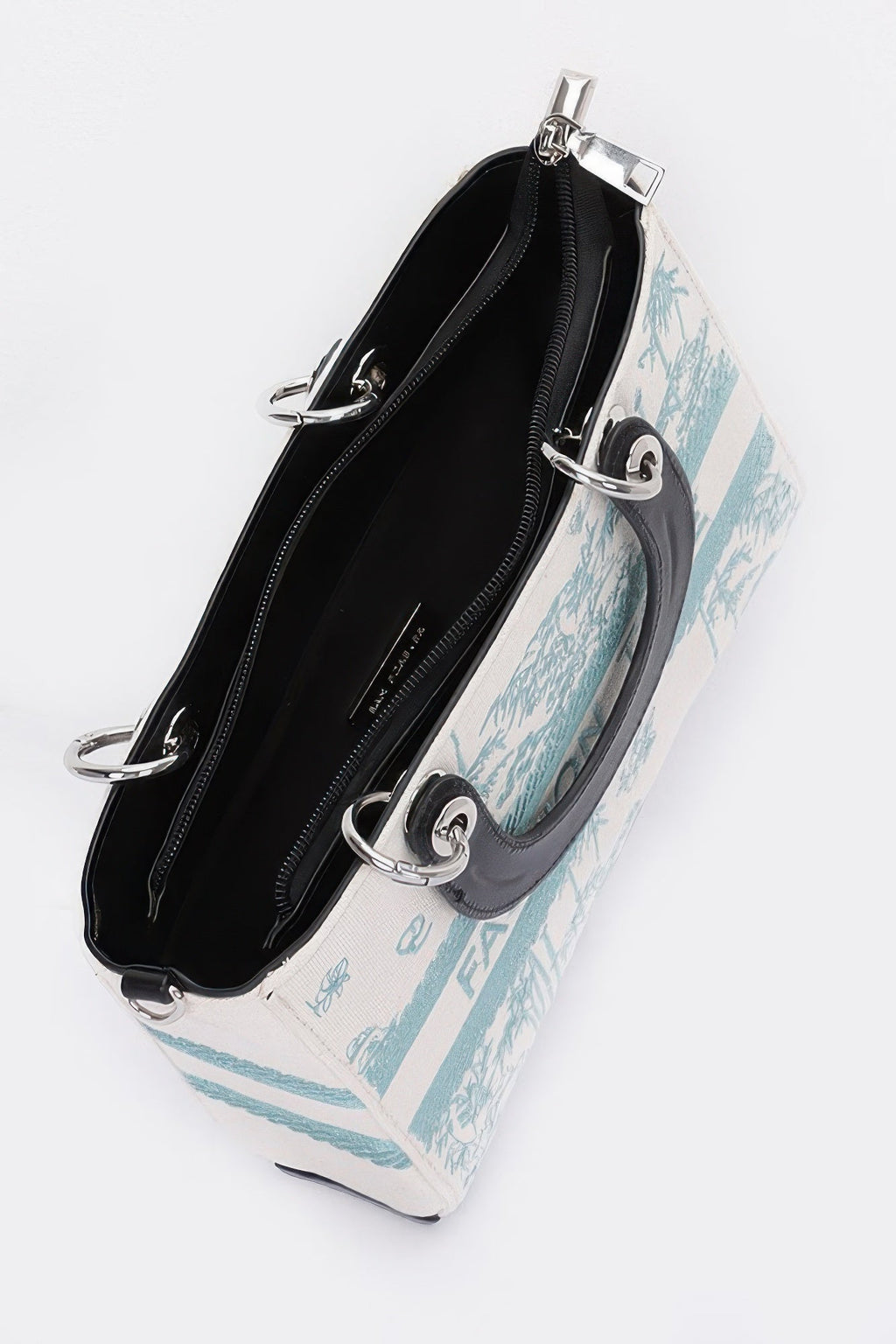 Embroidery Faux Leather Tote Bag