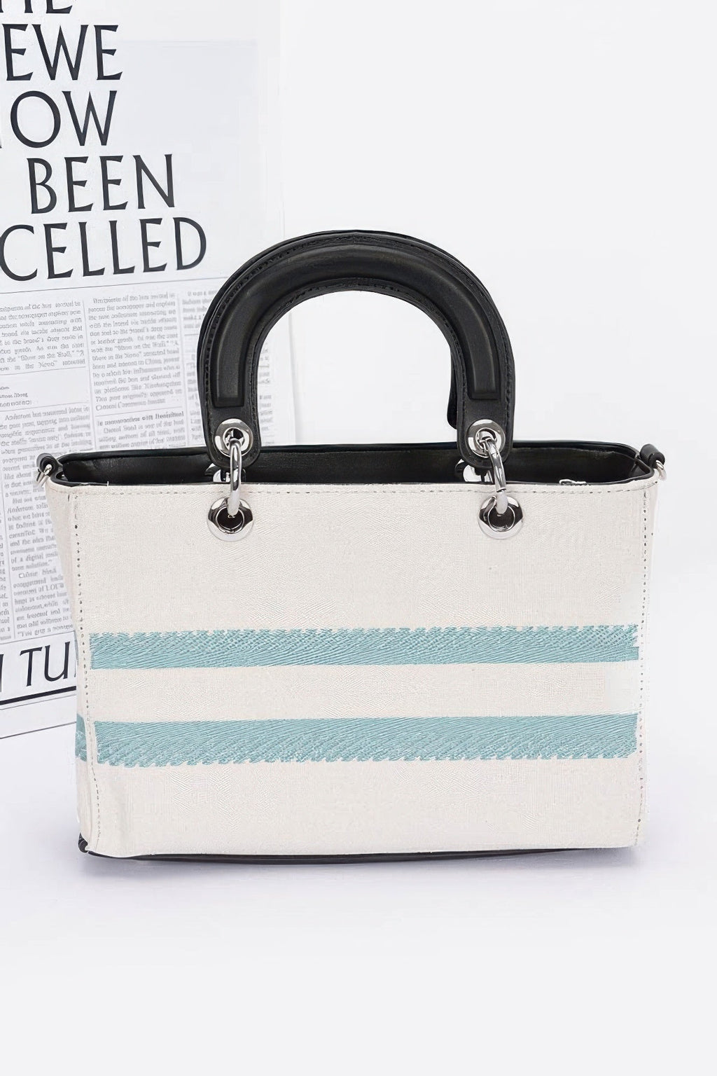 Embroidery Faux Leather Tote Bag