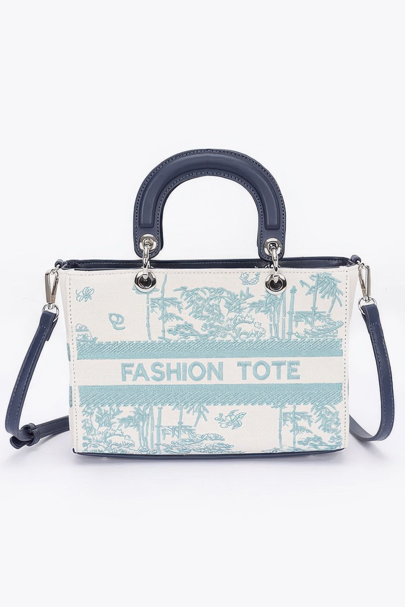 Embroidery Faux Leather Tote Bag