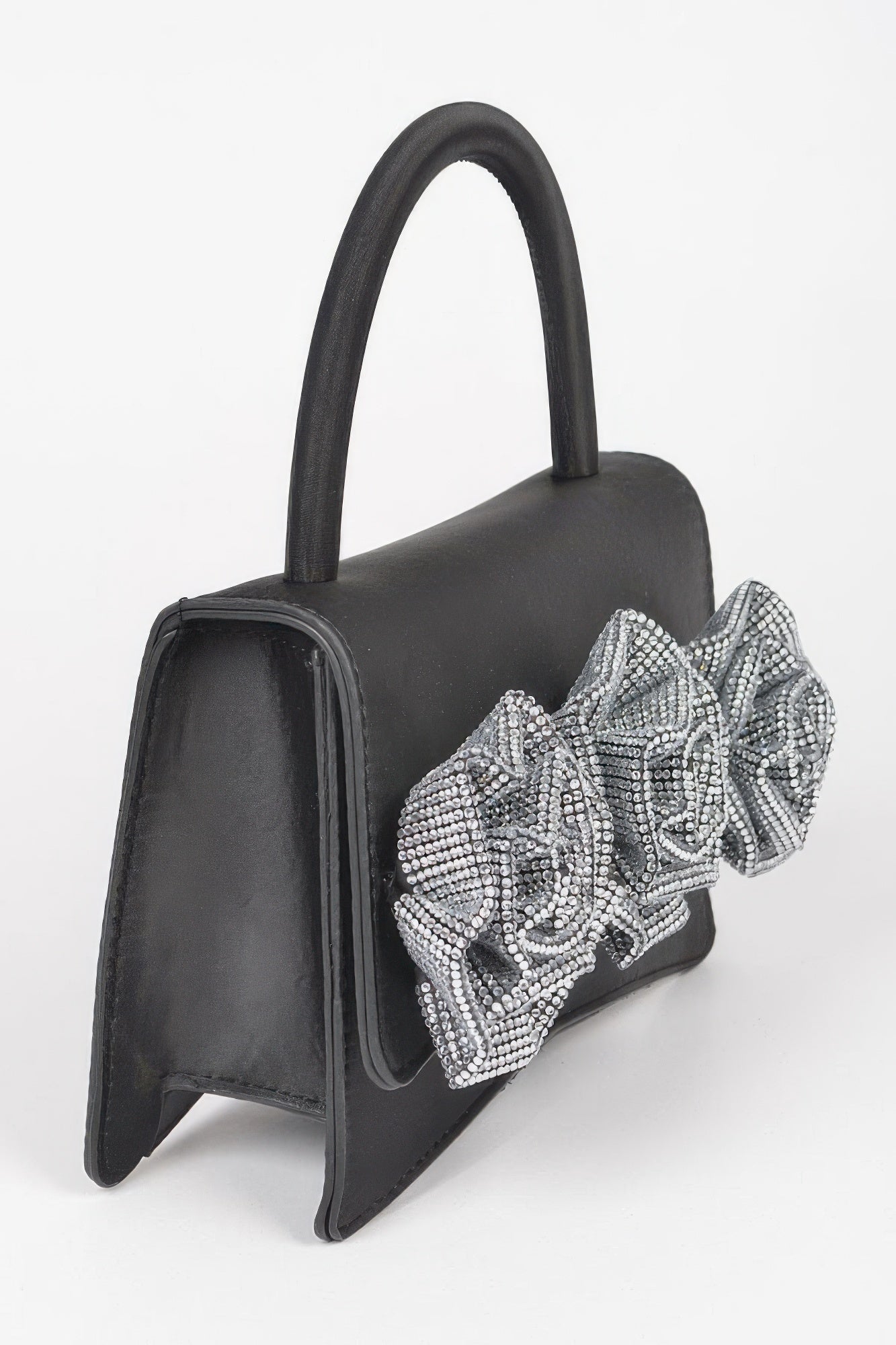 Faux Leather Rhinestone Hot Fix Flower Bag