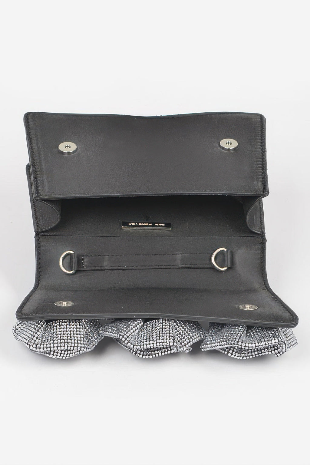 Faux Leather Rhinestone Hot Fix Flower Bag