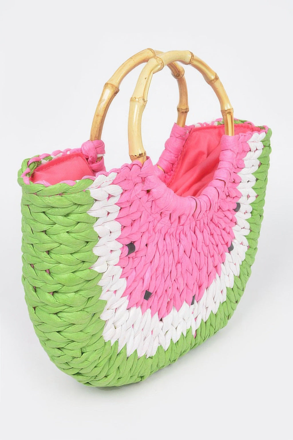 Faux Straw Crochet Watermelon Handbag