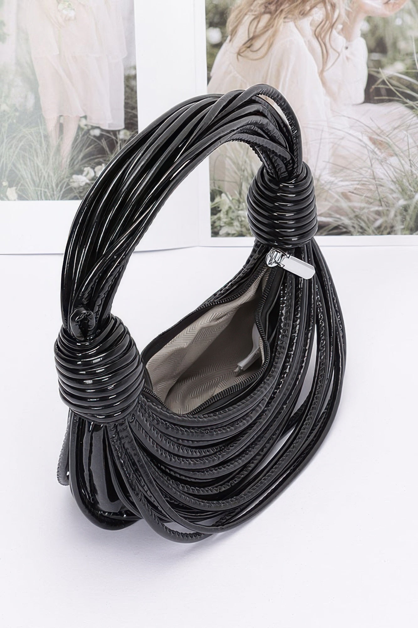 Faux Leather Rope Hobo Bag