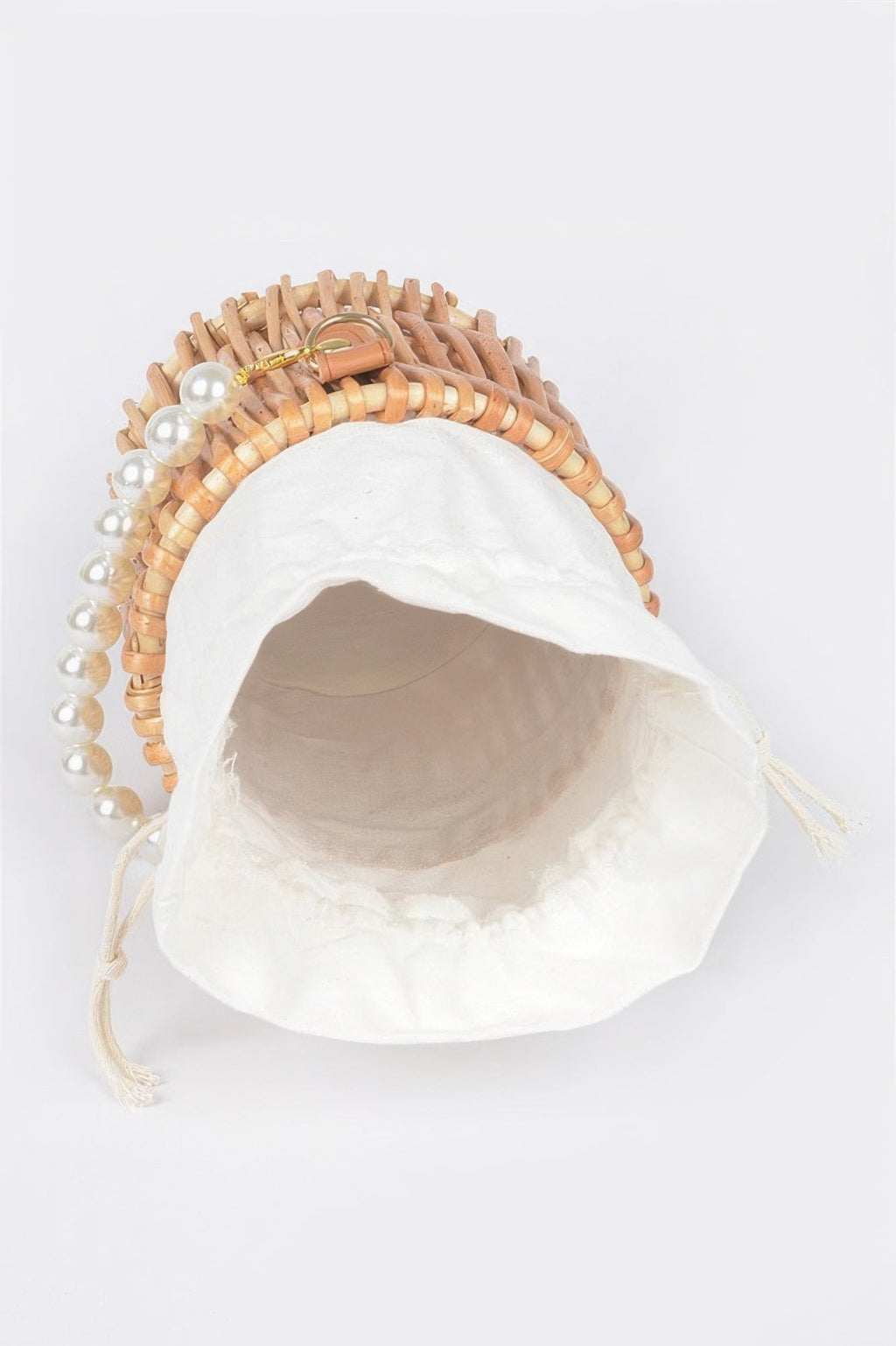 Bamboo Clutch W Faux Pearl Handle