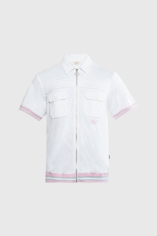 Racket Club Terry Cloth Cabana Short-Sleeve Zip-up Shirt