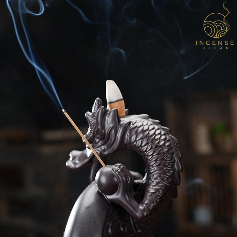 Black Ceramic Dragon Backflow Incense Burner
