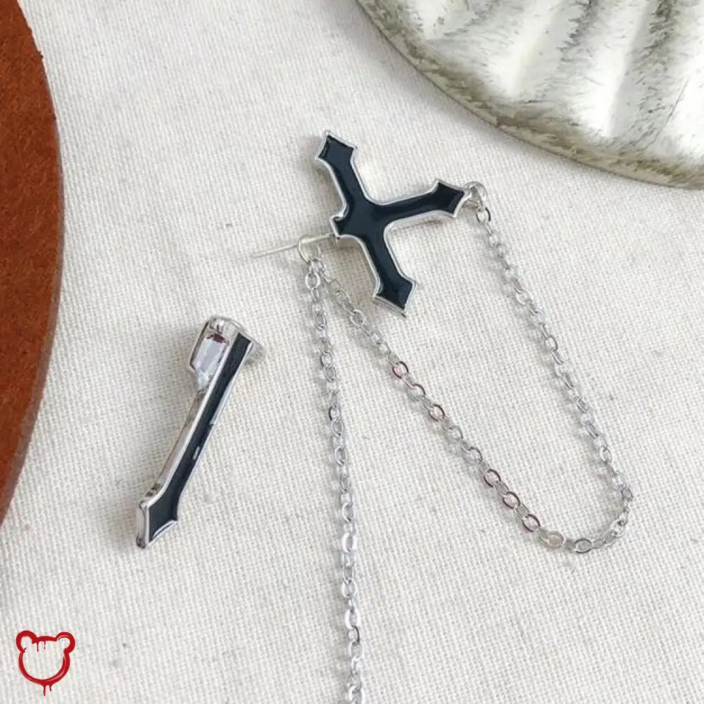 Black Cross Earring