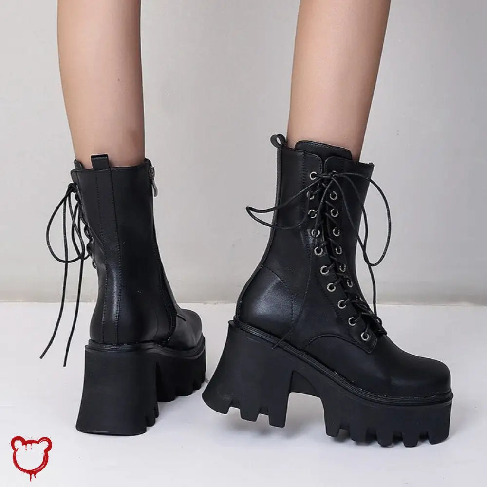 “Combatties” PU Leather Boots