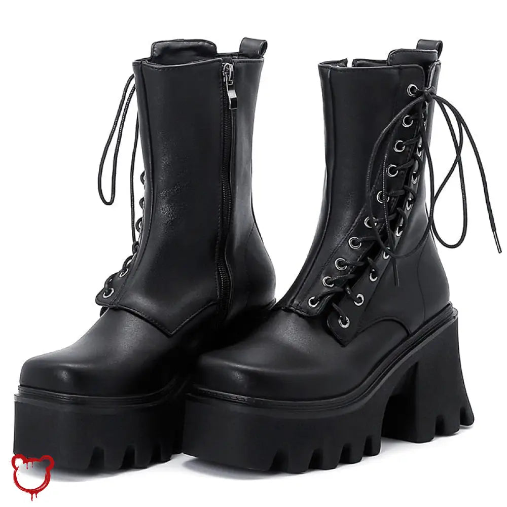 “Combatties” PU Leather Boots