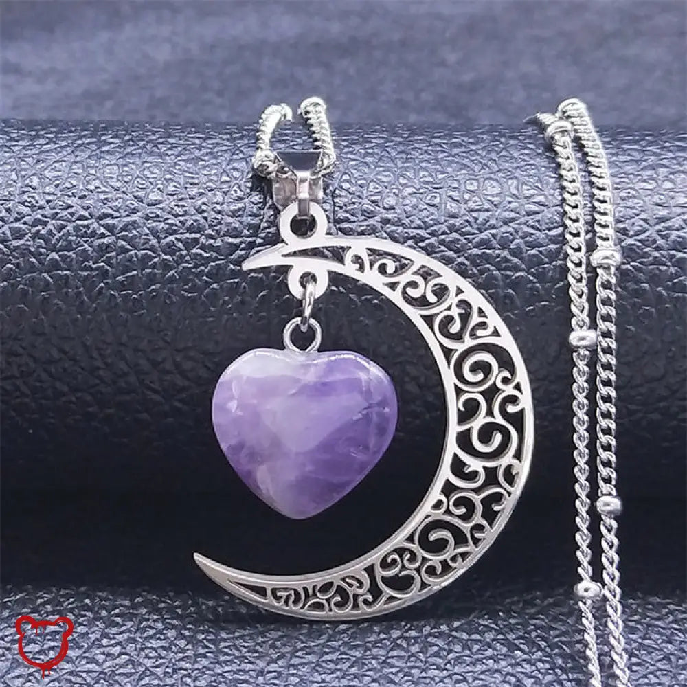 Black Moon Heart Necklace