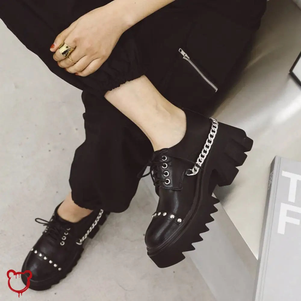 “EMOtional” Chain-Studded Black Shoes
