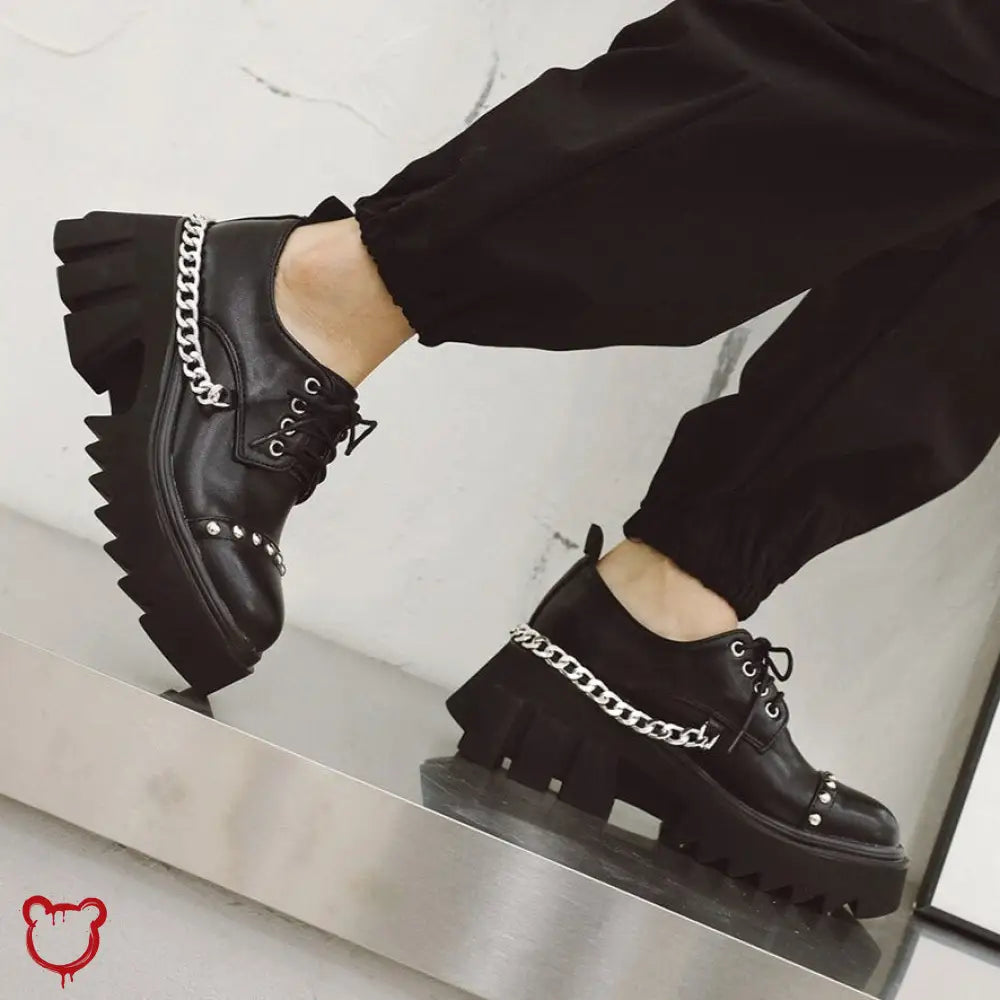 “EMOtional” Chain-Studded Black Shoes