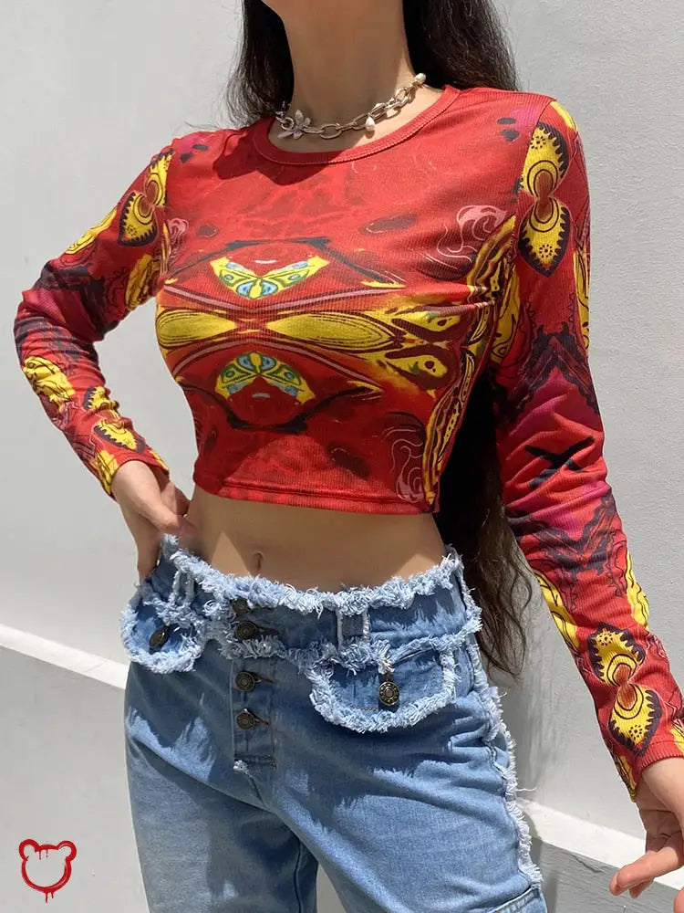“Printed Paige” Harajuku Crop Top