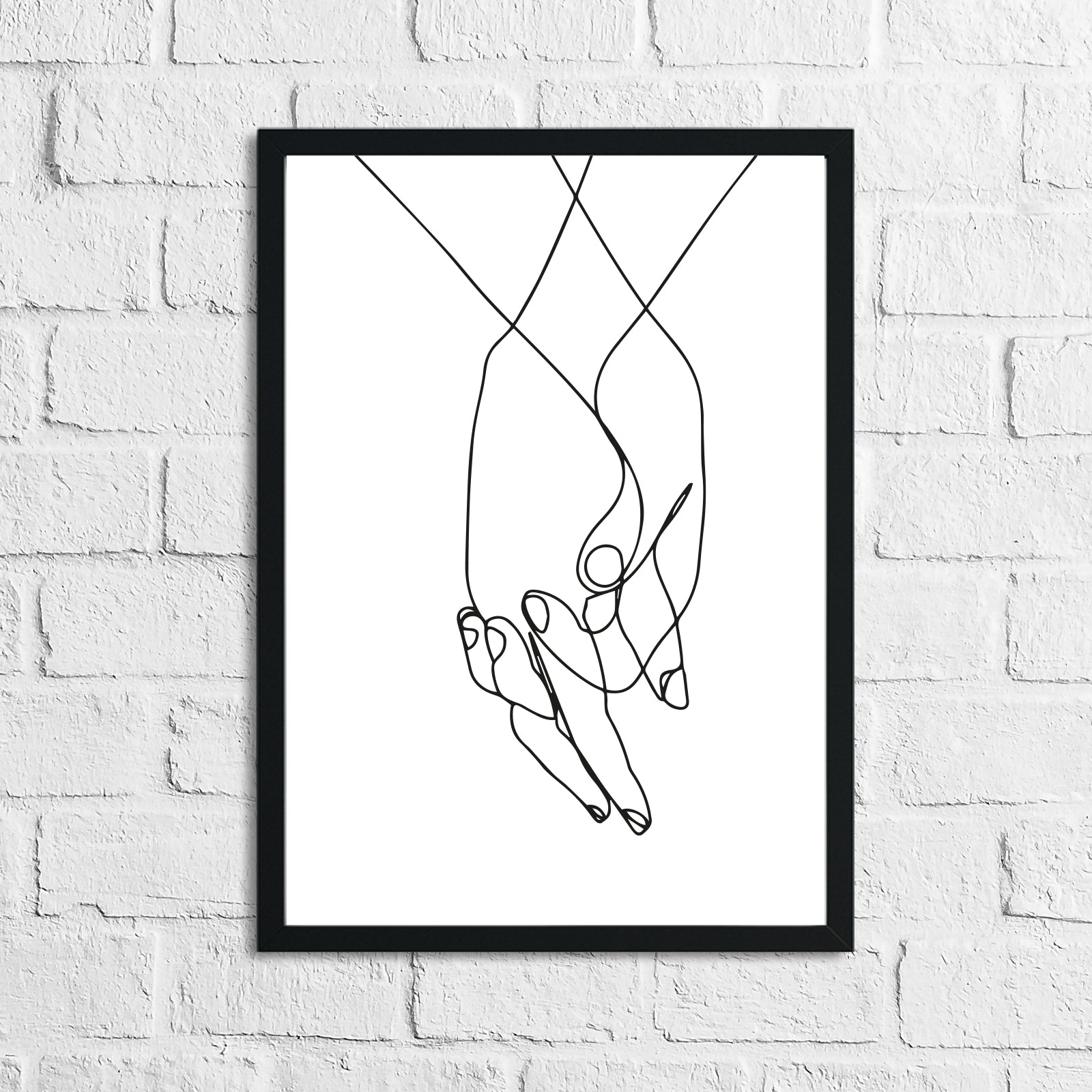 Holding Hands Couple Line Work Wall Decor Print