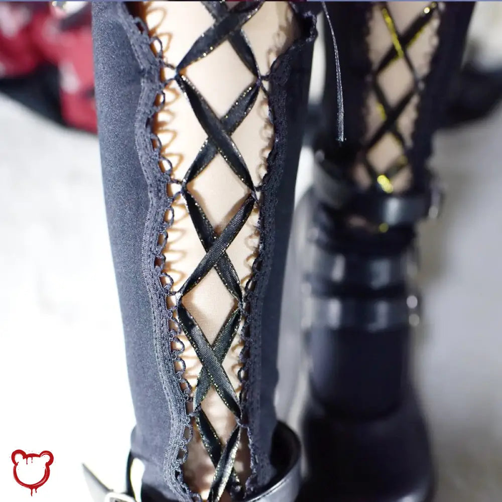 “Serenity” Lace-Up Black Socks