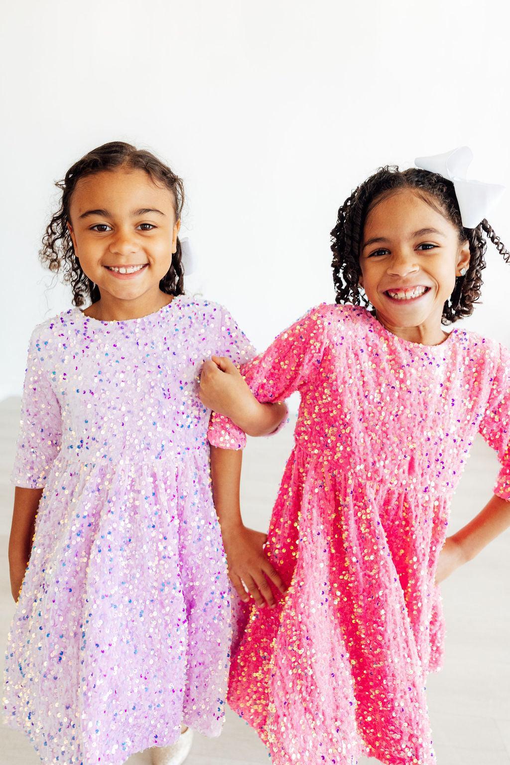 Pink Velvet Sequin Dress